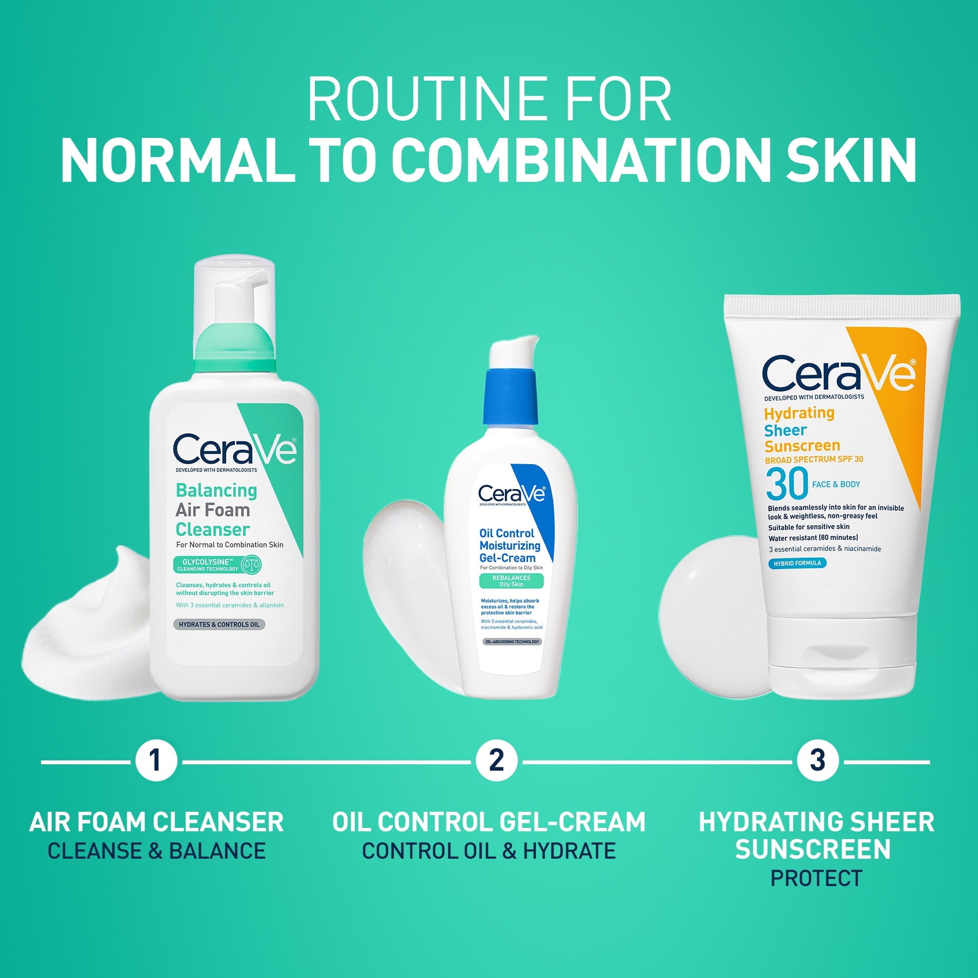 CeraVe Balancing Air Foam Cleanser, Oil Control & Hydration for Combination Skin 8 fl oz