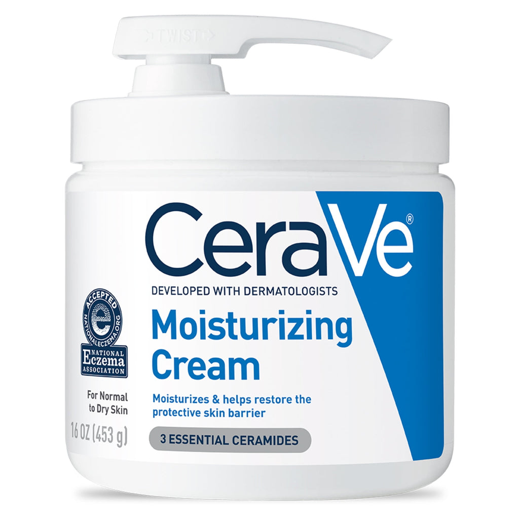 (3 pack) CeraVe Moisturizing Cream with Pump, Body Cream for Dry Skin, 16 oz.