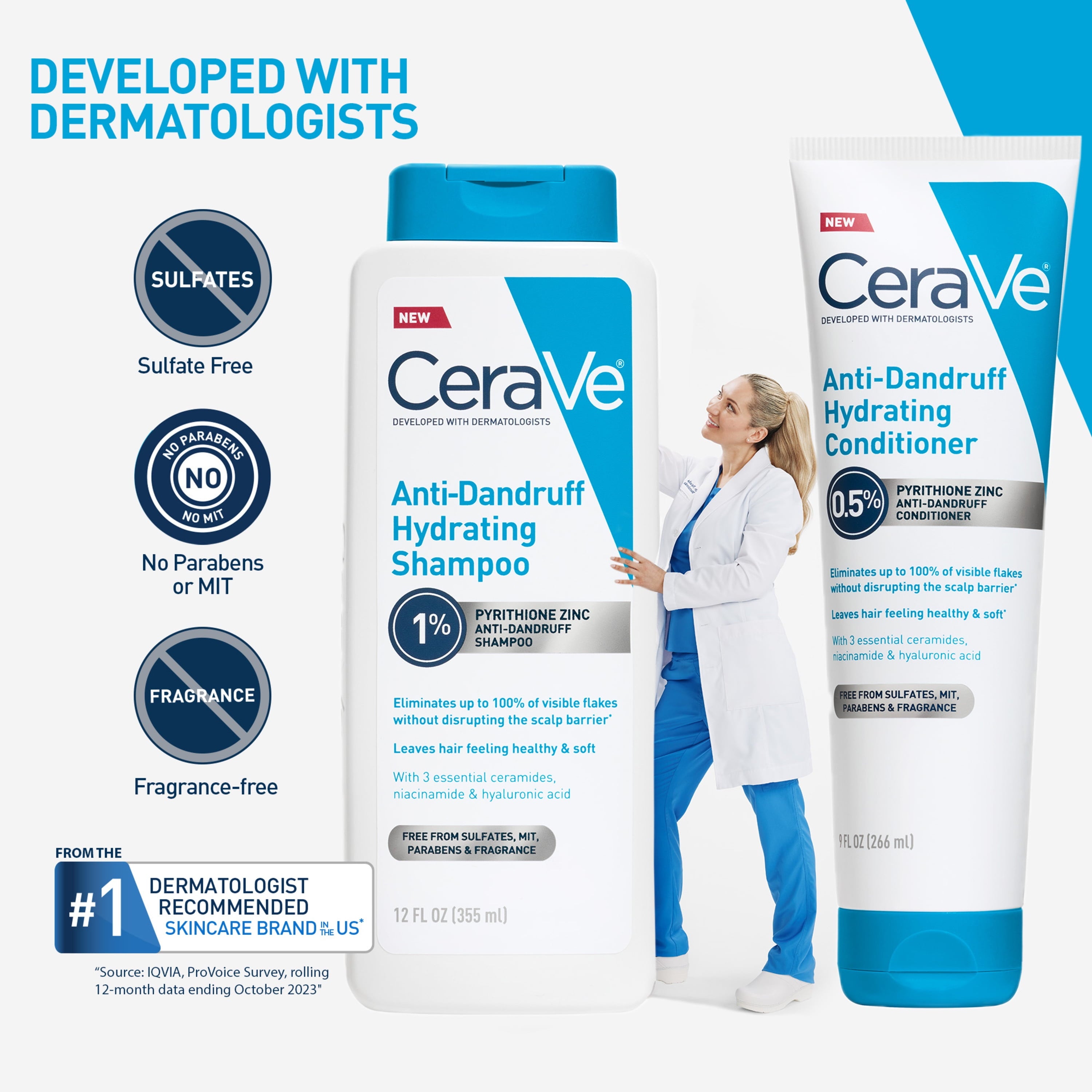 CeraVe Hydrating Anti-Dandruff Shampoo for Flakey Itchy Scalp 19 fl oz