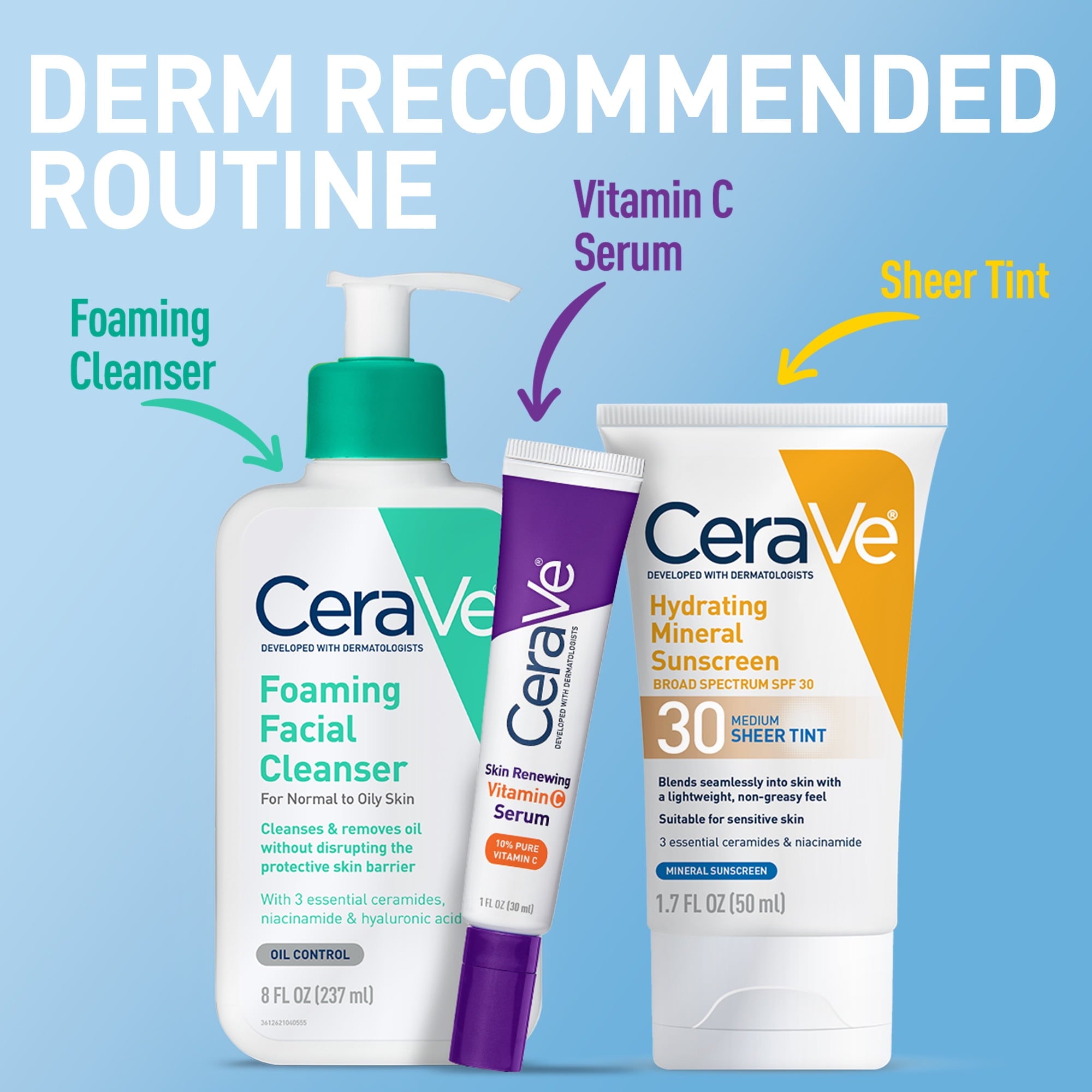 (2 pack) CeraVe Tinted Hydrating Mineral Sunscreen Lotion SPF 30 for Face with Sheer Tint