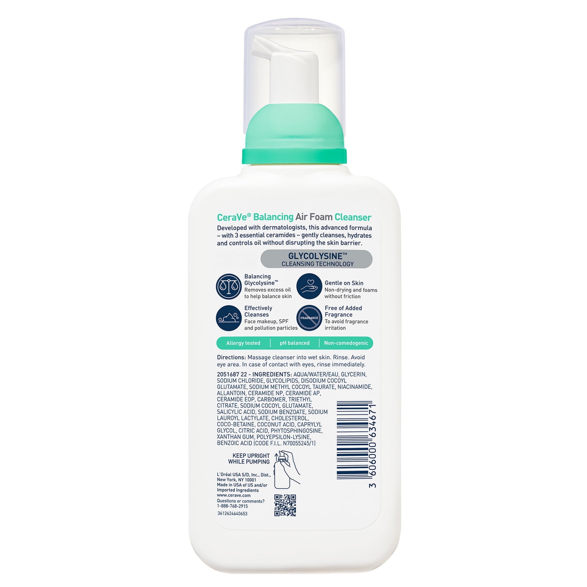 CeraVe Balancing Air Foam Cleanser, Oil Control & Hydration for Combination Skin 8 fl oz