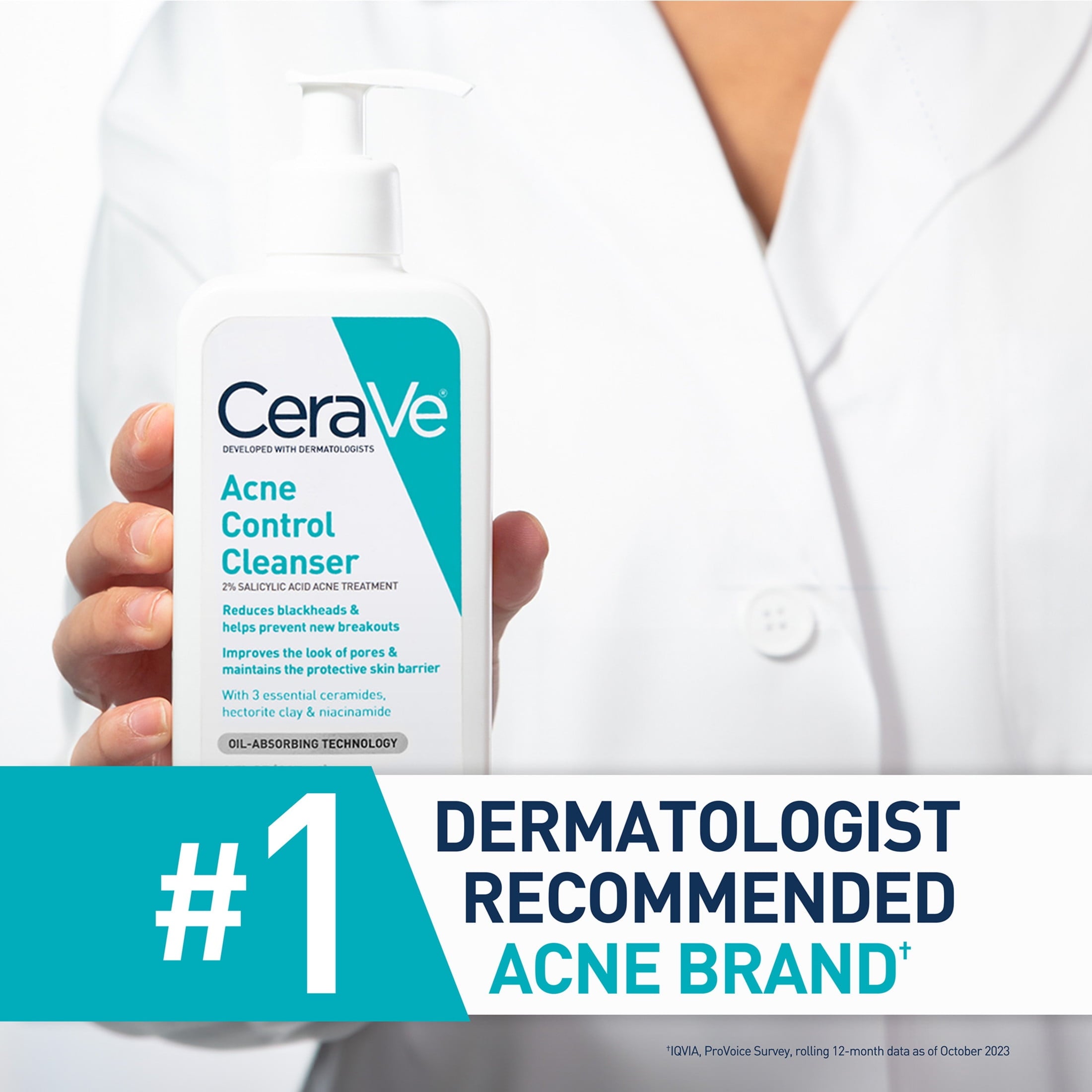 CeraVe Skin Care Acne Control Face Cleanser with 2% Salicylic Acid Clears Acne Blackheads Pores