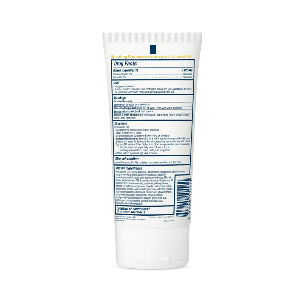 (2 pack) CeraVe Hydrating Mineral Sunscreen SPF 50 for Sensitive Skin, Kids & Adults Body Lotion 5 fl oz