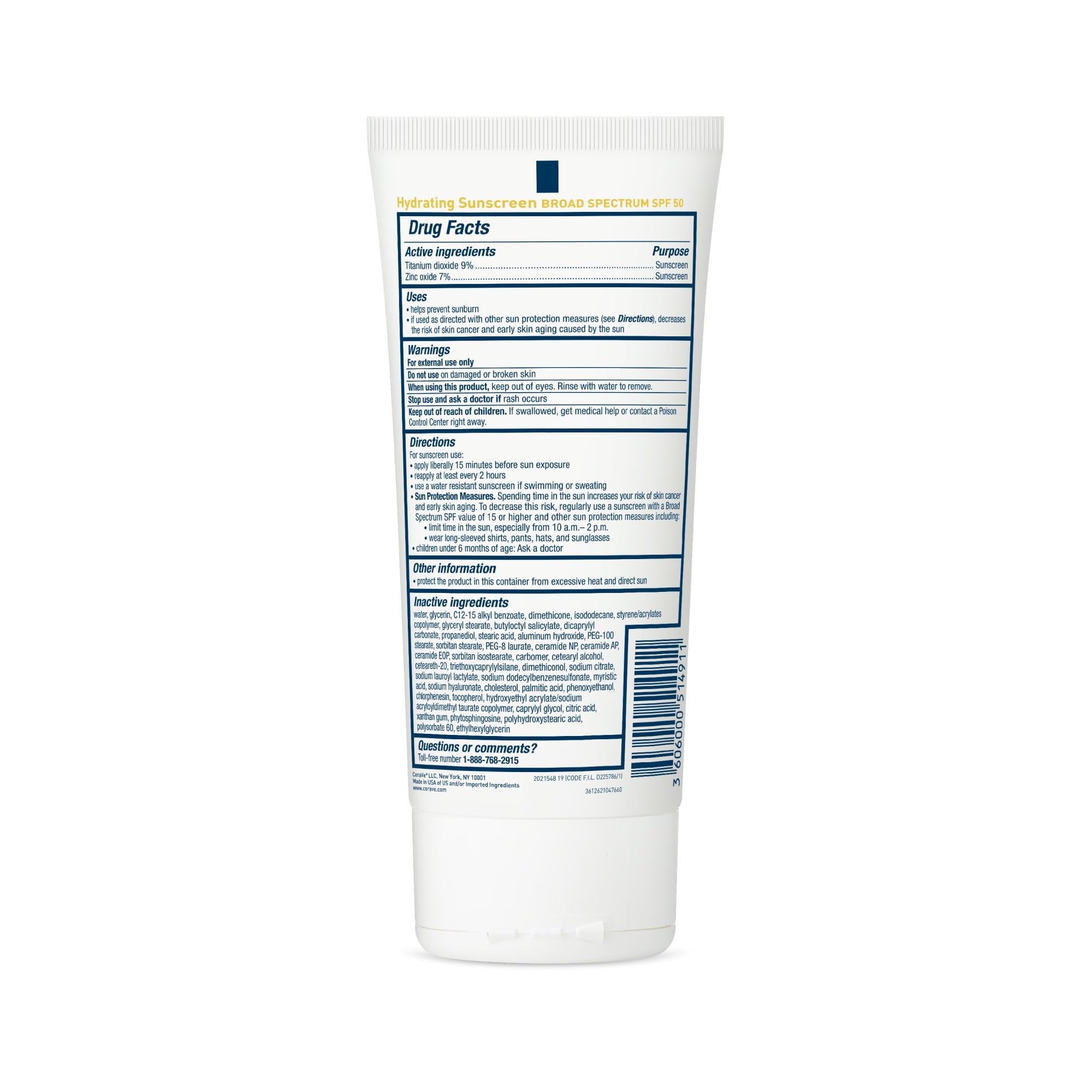 (2 pack) CeraVe Hydrating Mineral Sunscreen SPF 50 for Sensitive Skin, Kids & Adults Body Lotion 5 fl oz