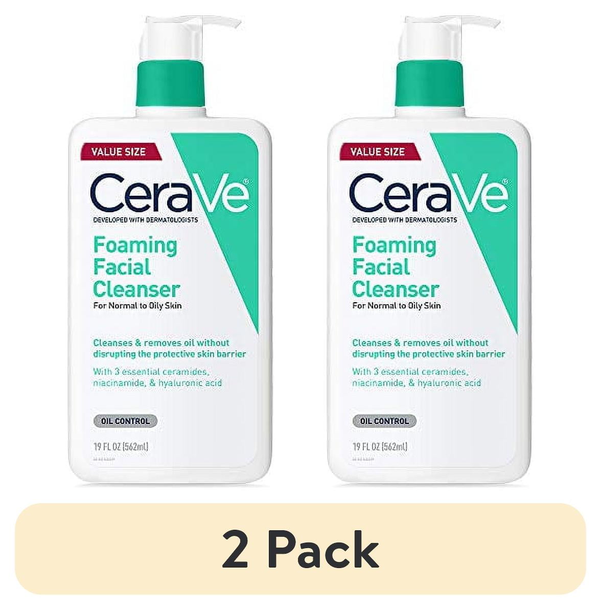 (2 pack) CeraVe Foaming Facial Cleanser | Makeup Remover and Daily Face Wash for Oily Skin | 19 Fluid Ounce