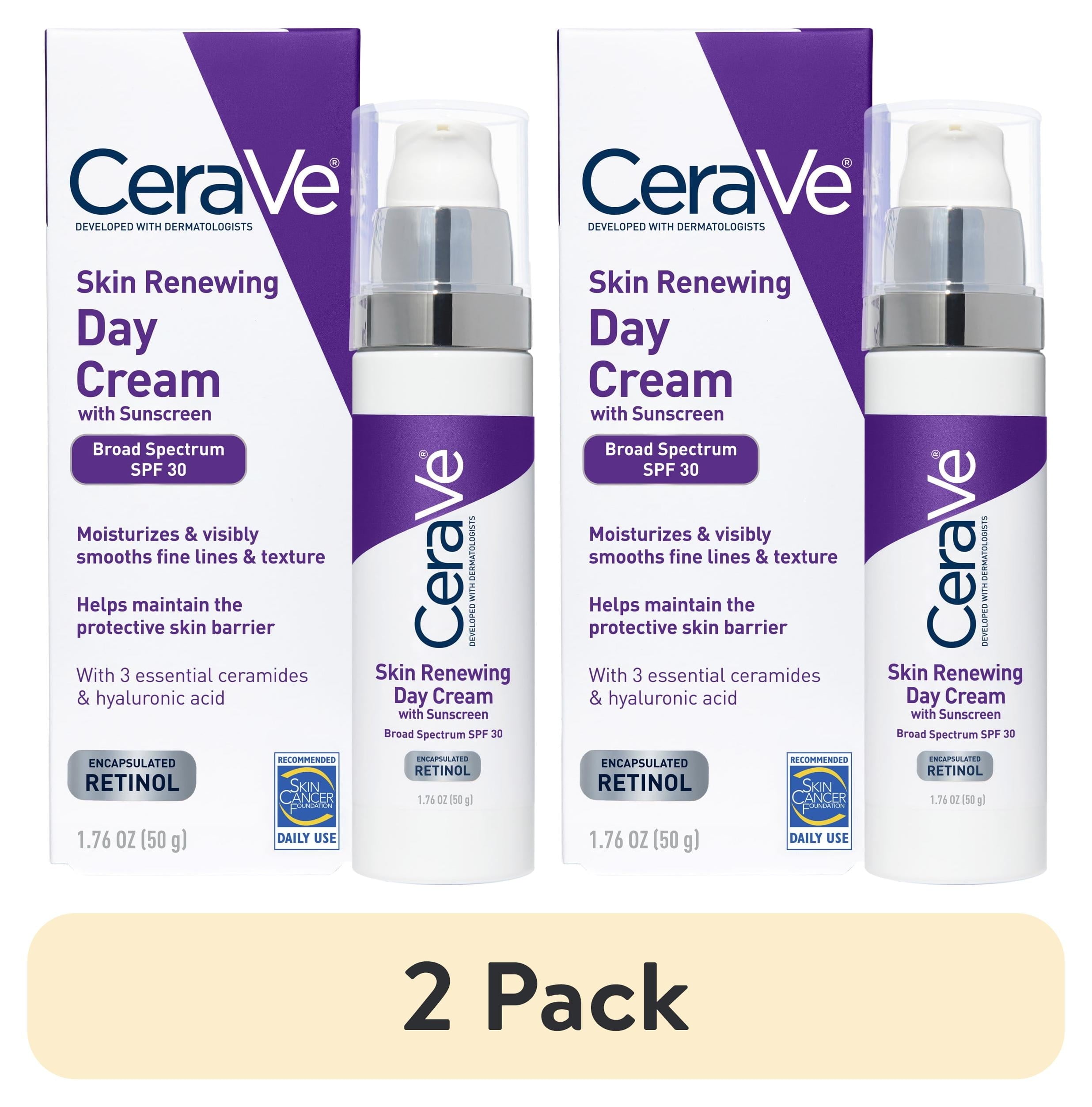 (2 pack) CeraVe Skin Renewing Day Cream with Sunscreen SPF 30 Facial Moisturizer 1.76 fl oz