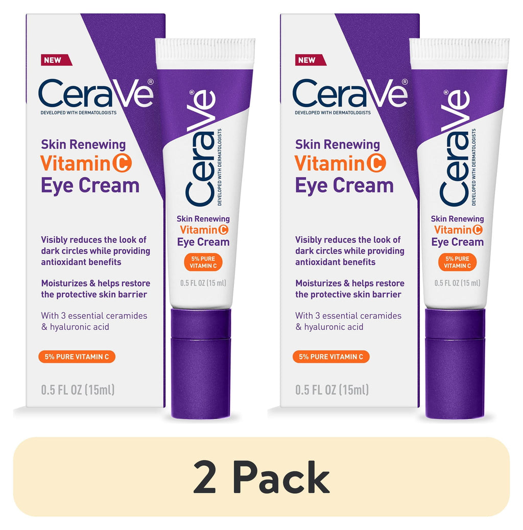 (2 pack) CeraVe Skin Renewing Vitamin C Eye Cream for Dark Circles and Puffiness, 0.5 fl oz