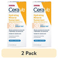 (2 pack) CeraVe Tinted Hydrating Mineral Sunscreen Lotion SPF 30 for Face with Sheer Tint