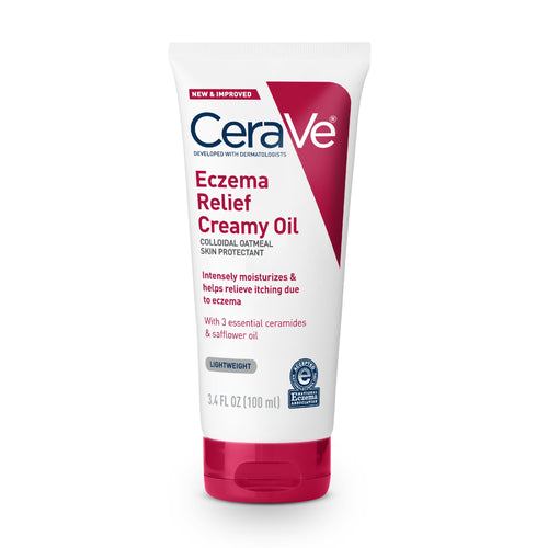 (3 pack) CeraVe Eczema Relief Creamy Body Oil for Itchy Dry Skin with Colloidal Oatmeal, 3.4 fl oz
