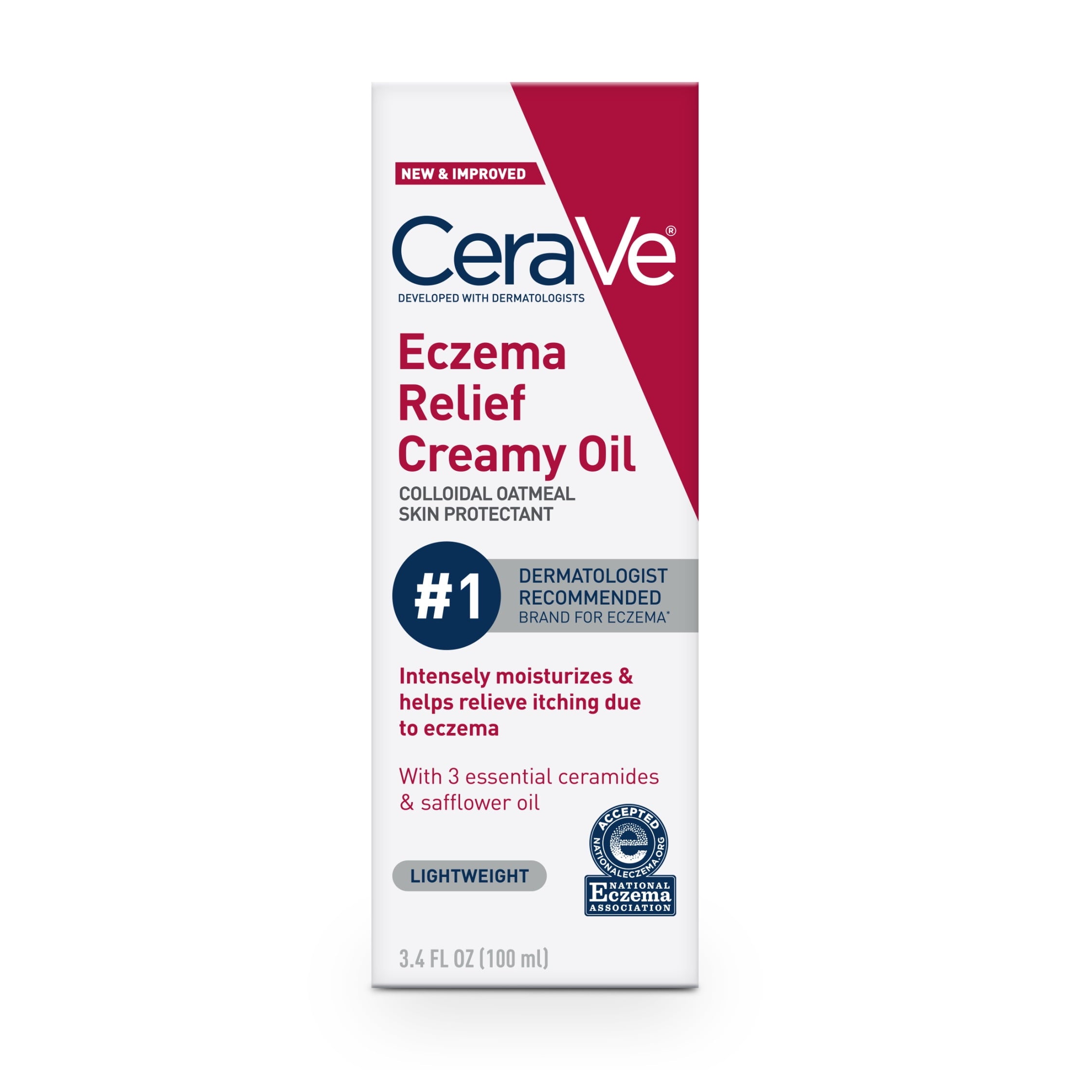 CeraVe Eczema Relief Creamy Body Oil for Itchy Dry Skin with Colloidal Oatmeal, 3.4 fl oz