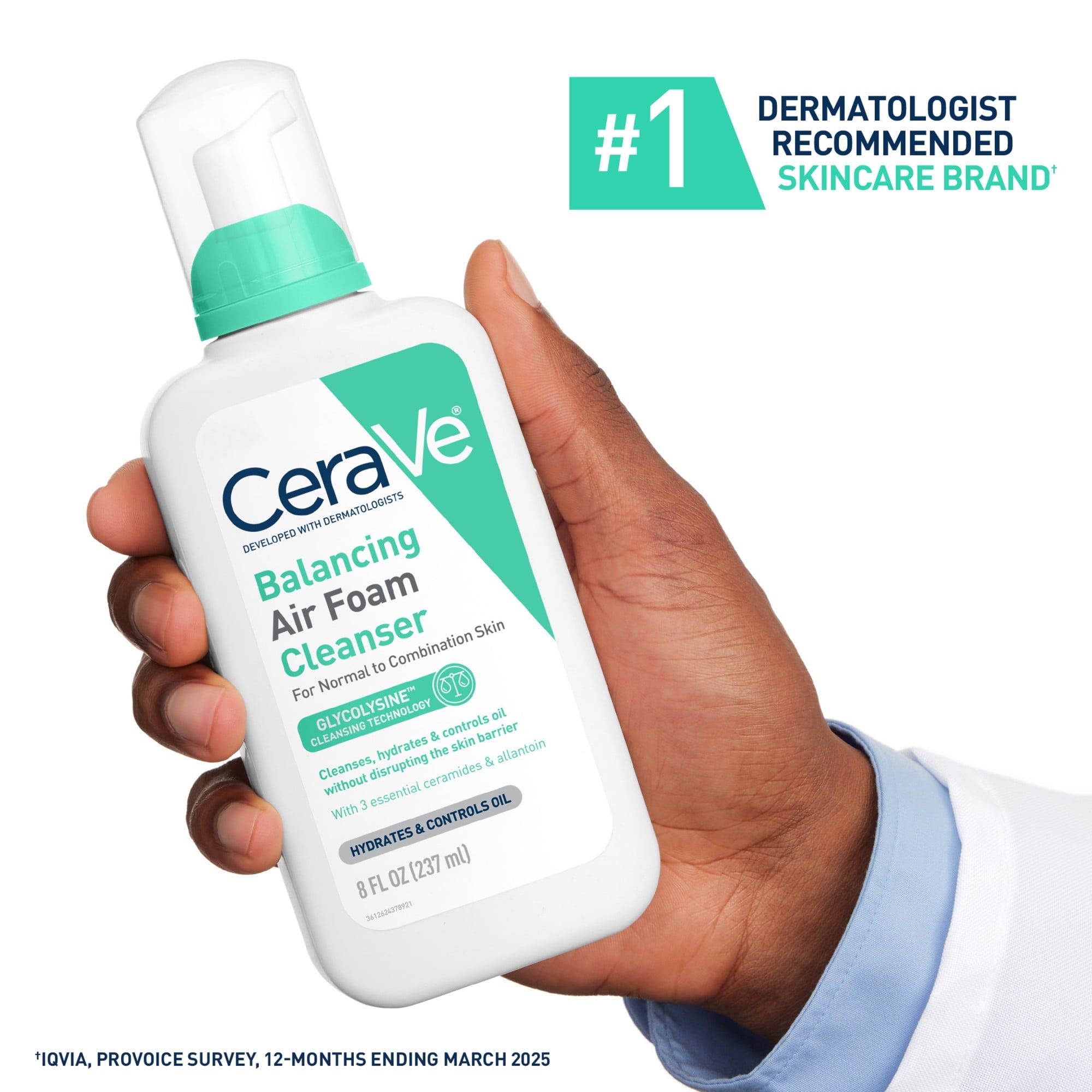 CeraVe Balancing Air Foam Cleanser, Oil Control & Hydration for Combination Skin 8 fl oz