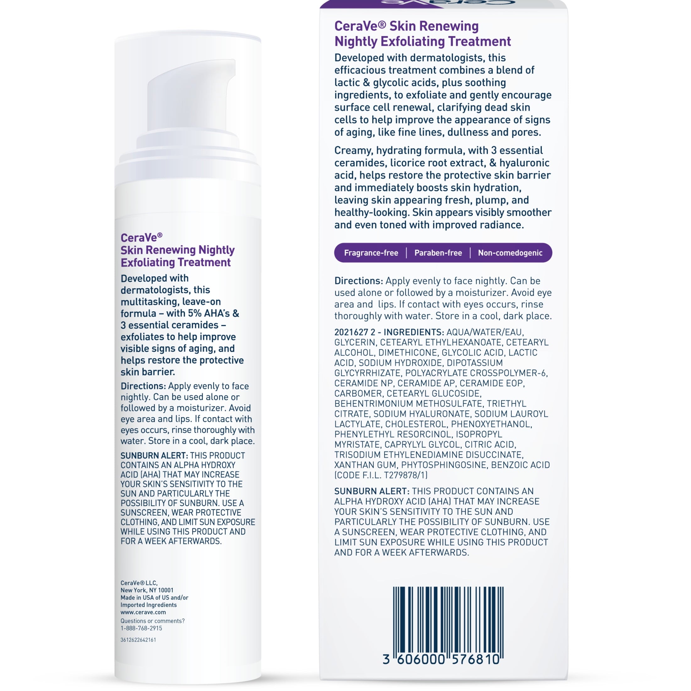 CeraVe Skin Renewing Nightly Exfoliating Treatment Anti-Aging Face Serum, 1.7 fl oz