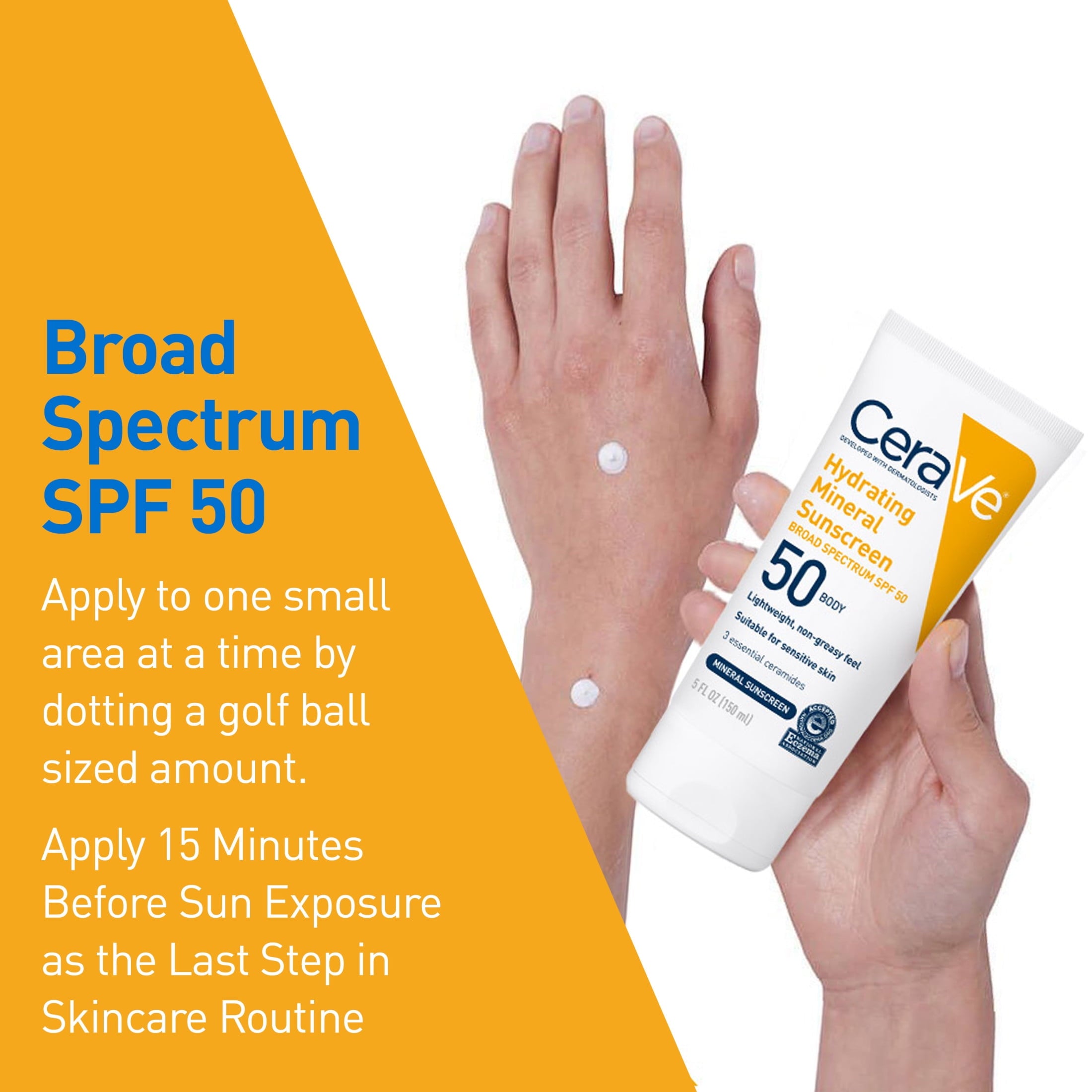 (2 pack) CeraVe Hydrating Mineral Sunscreen SPF 50 for Sensitive Skin, Kids & Adults Body Lotion 5 fl oz