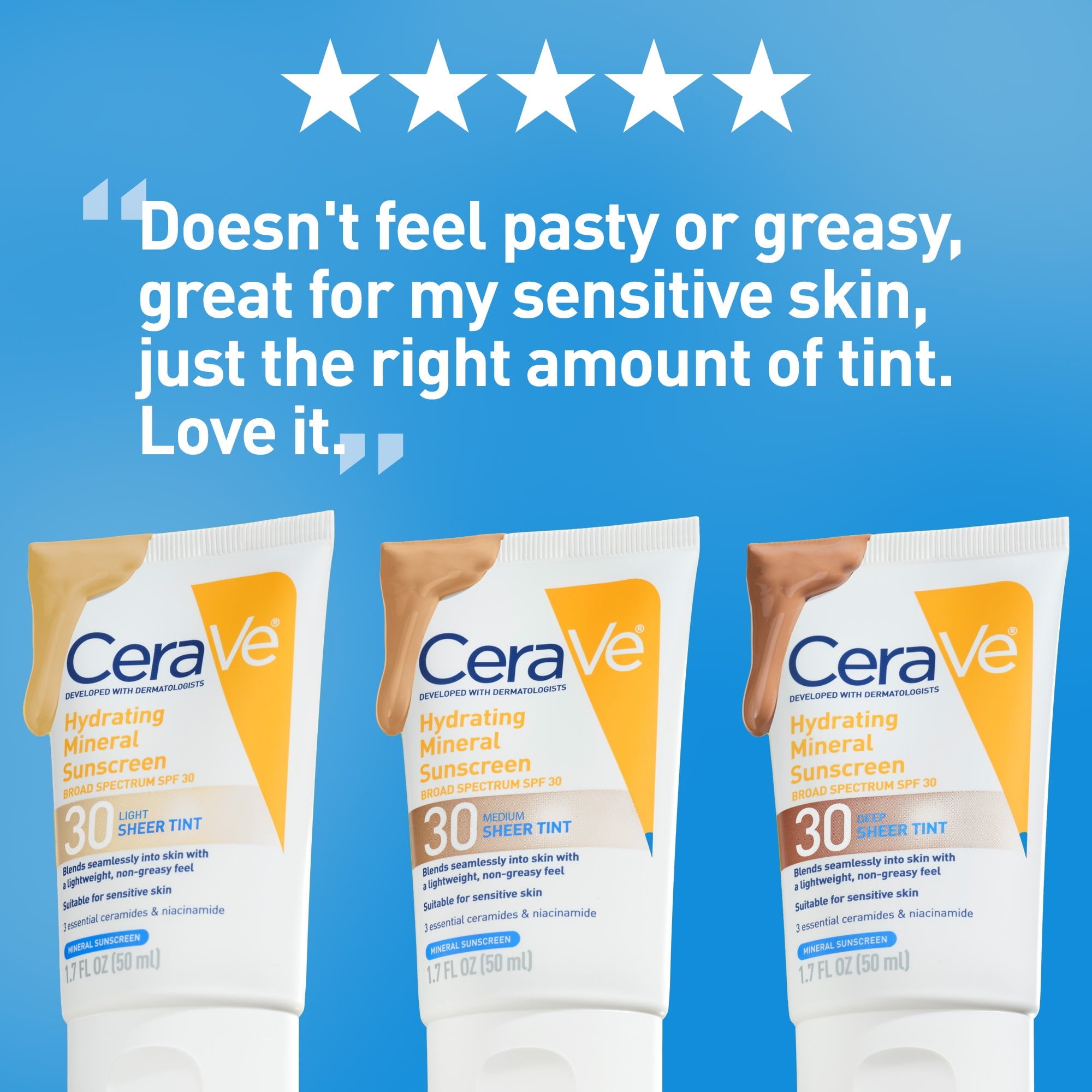 (2 pack) CeraVe Tinted Hydrating Mineral Sunscreen Lotion SPF 30 for Face with Sheer Tint