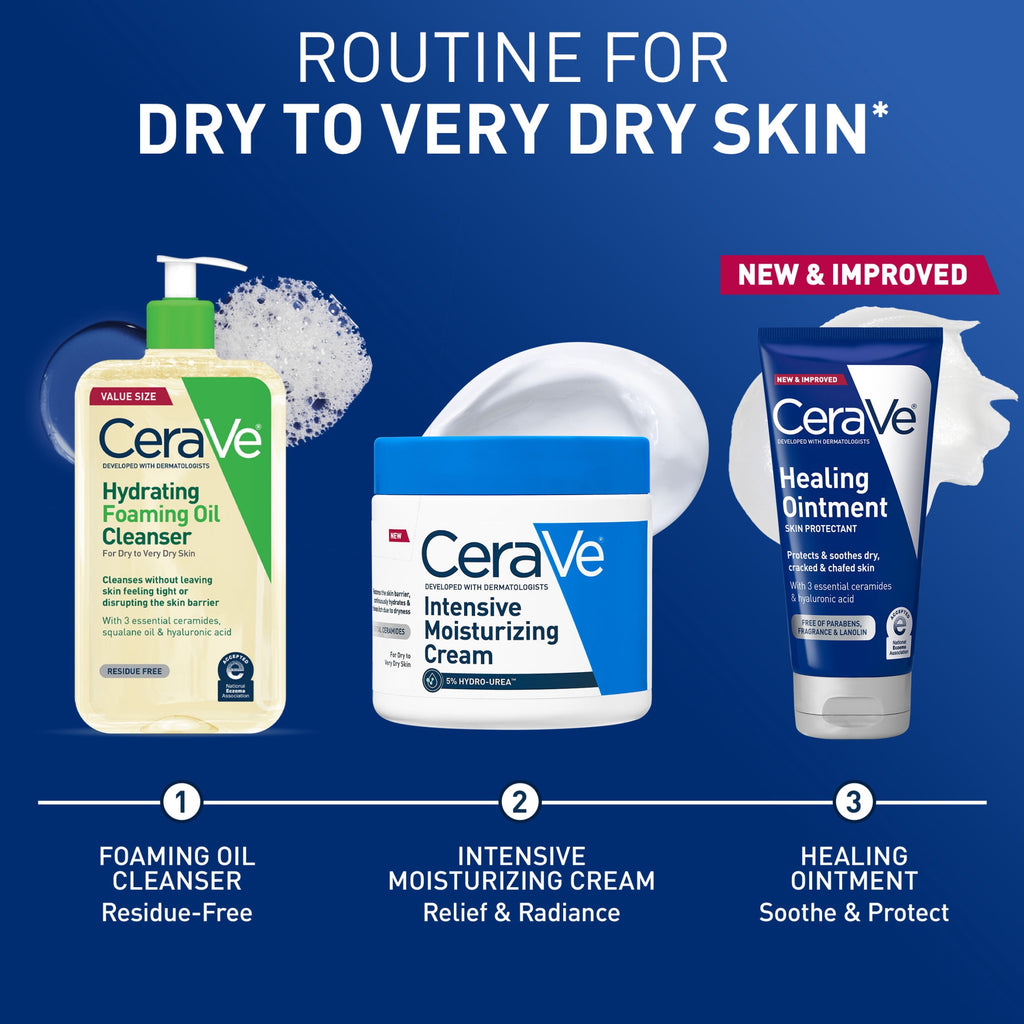 CeraVe Dry Skin Moisturizer Healing Ointment with Petrolatum Hyaluronic Acid Ceramides Fragrance Free 5 oz