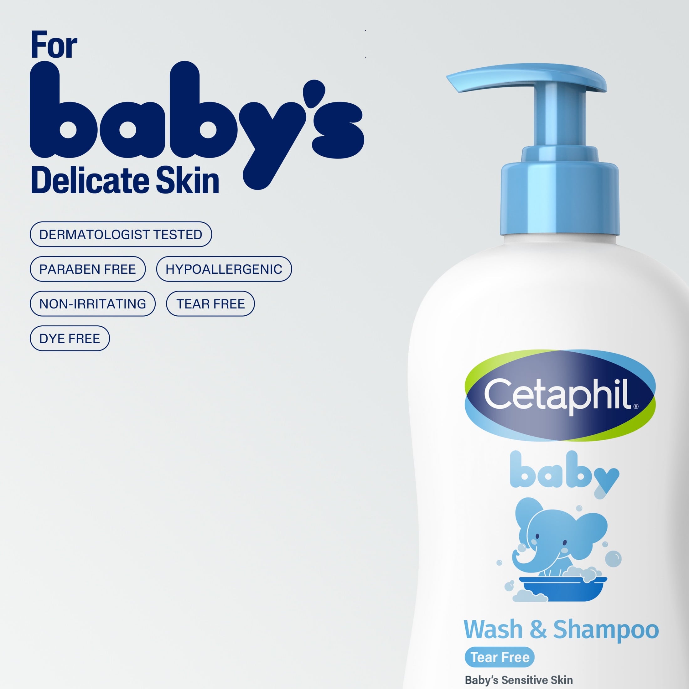 Cetaphil Baby Moisturizing Shampoo and Body Wash with Aloe Vera&nbsp;and Natural Calendula, 13.5 fl oz
