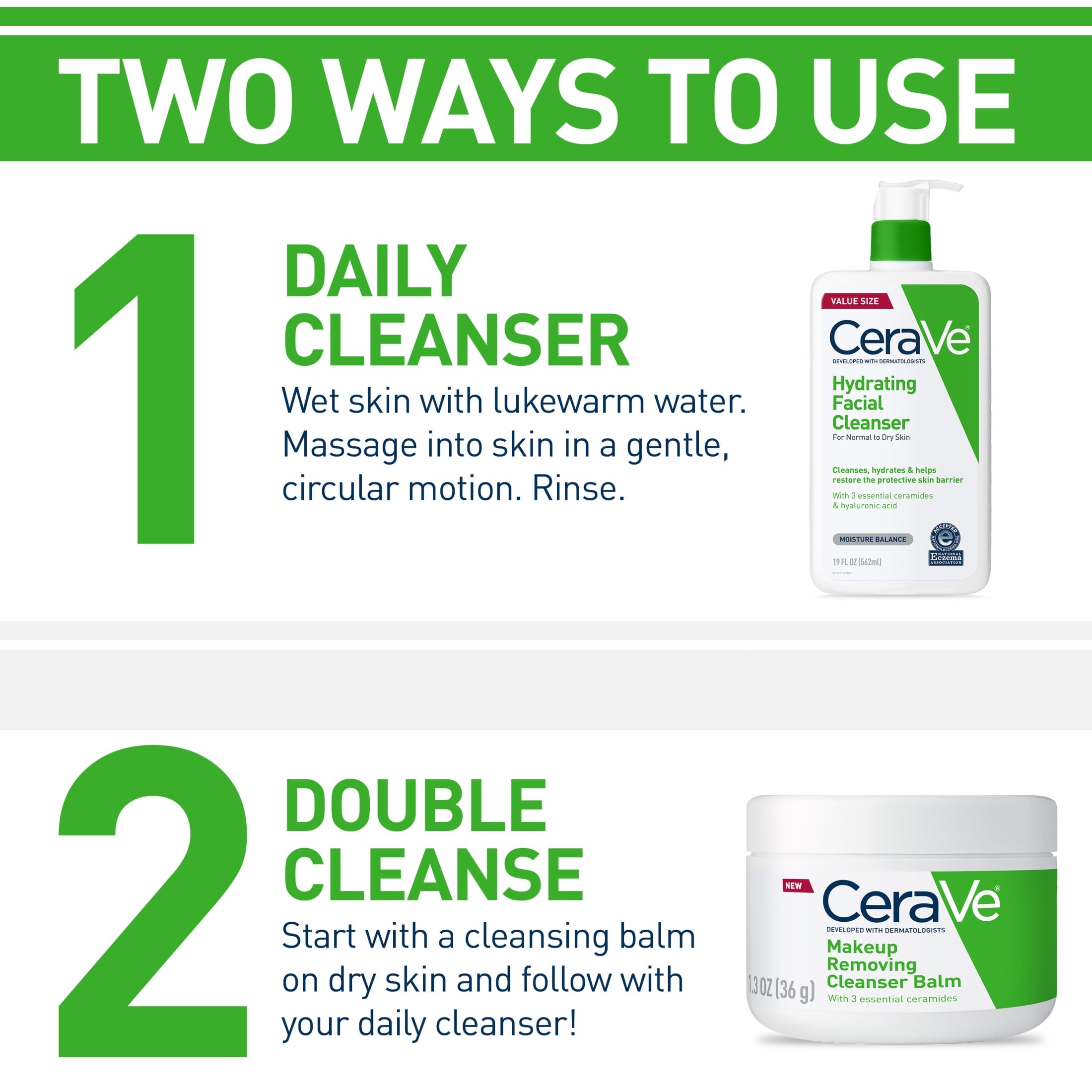 CeraVe Hydrating Facial Cleanser for Normal to Dry Skin, Daily Face Wash for Dryness, 16 fl oz.