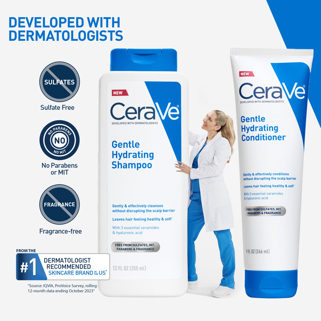 CeraVe Gentle Hydrating Shampoo for Normal to Dry Scalp & Hair 12 fl oz