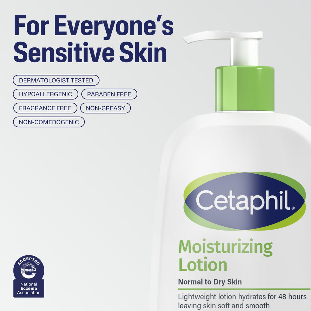 Cetaphil Moisturizing Face and Body Lotion for Normal to Dry Skin, Hydrating Fragrance Free, 16 fl oz