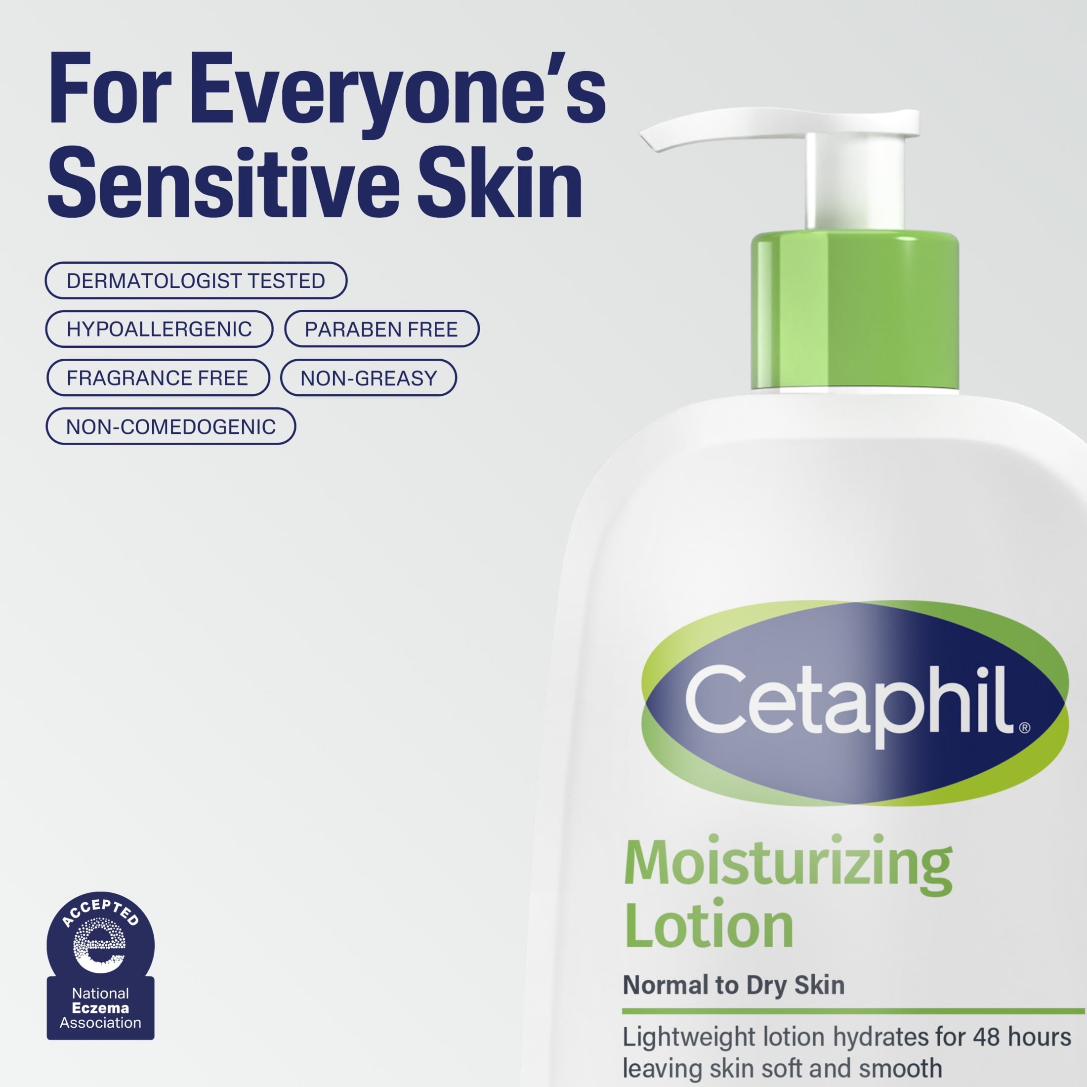 Cetaphil Moisturizing Face and Body Lotion for Normal to Dry Skin, Hydrating Fragrance Free, 16 fl oz