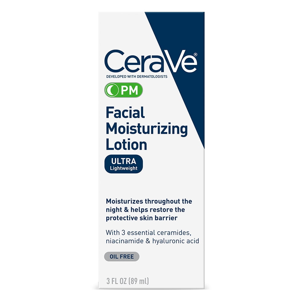CeraVe PM Lotion, Face Moisturizer Lotion for Night Use, 3 fl oz