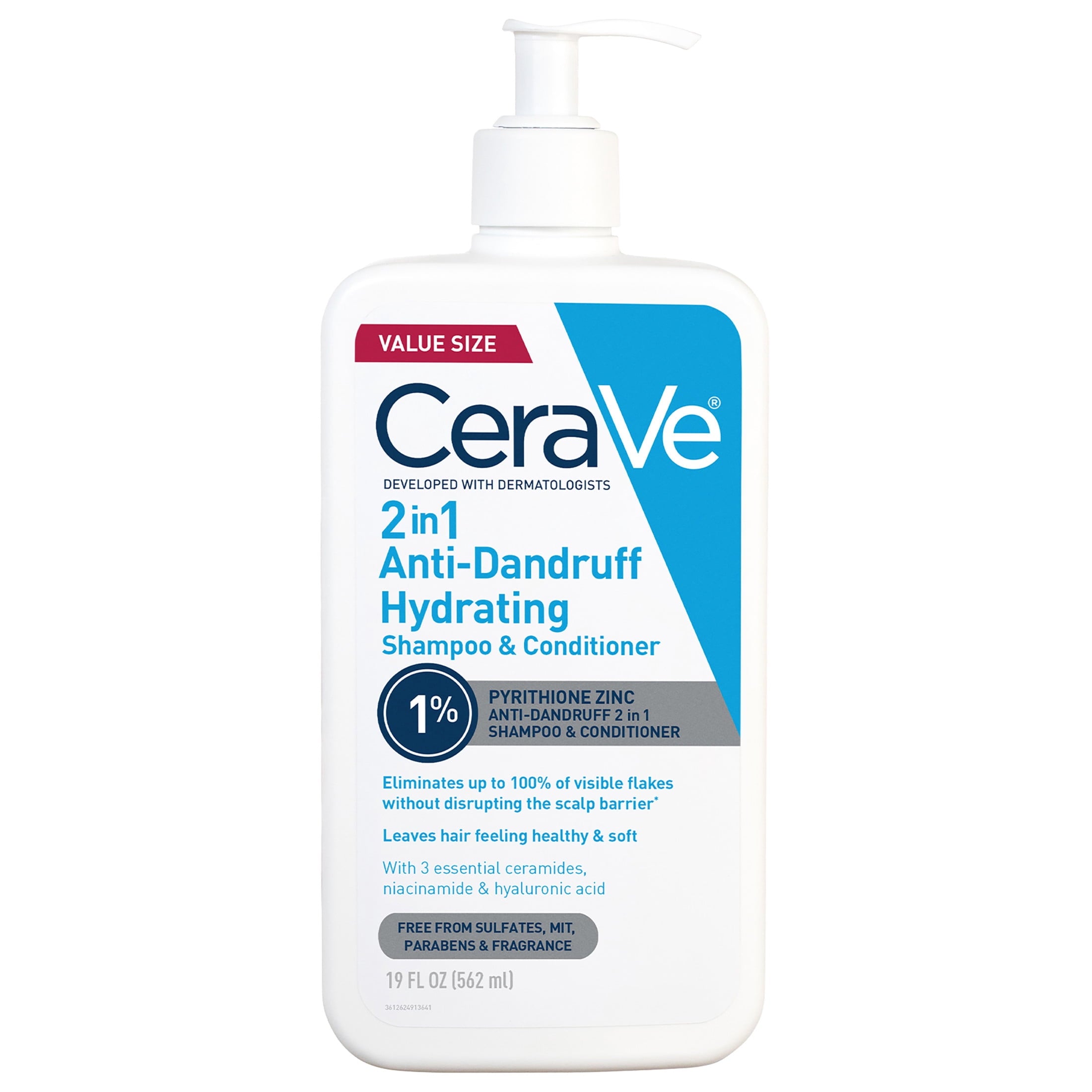 CeraVe Hydrating Anti-Dandruff 2in1 Shampoo & Conditioner for Flakey Itchy Scalp, 19 fl oz