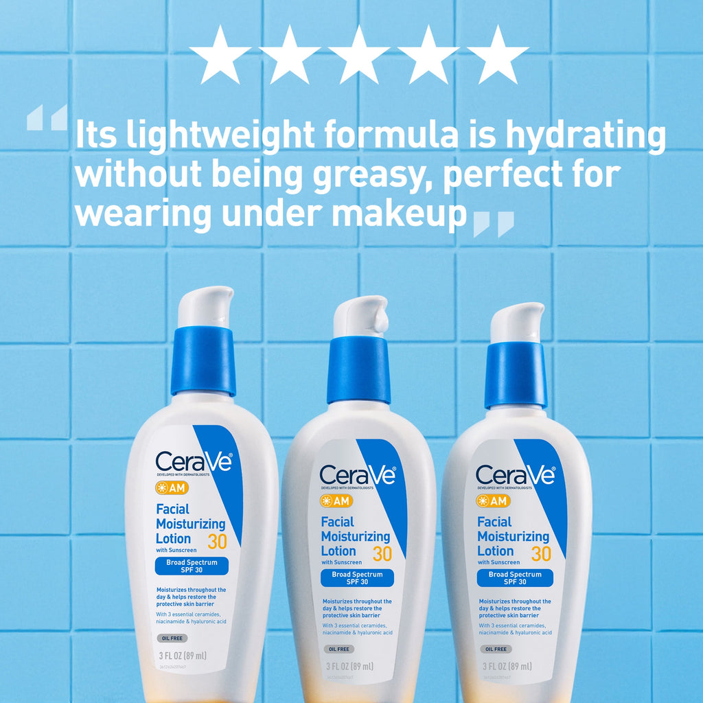 (2 pack) CeraVe AM Face Moisturizer with Broad Spectrum Protection, SPF 30,3 oz