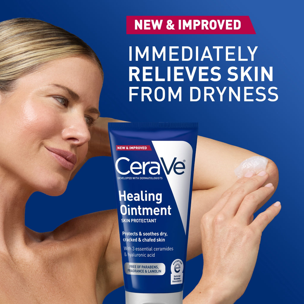 CeraVe Dry Skin Moisturizer Healing Ointment with Petrolatum Hyaluronic Acid Ceramides Fragrance Free 5 oz