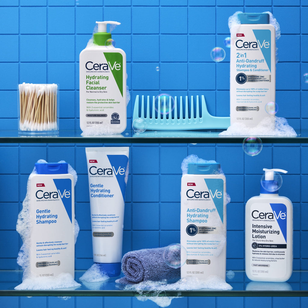 CeraVe Hydrating Facial Cleanser Bundle with CeraVe Hair Samples, 14 fl oz
