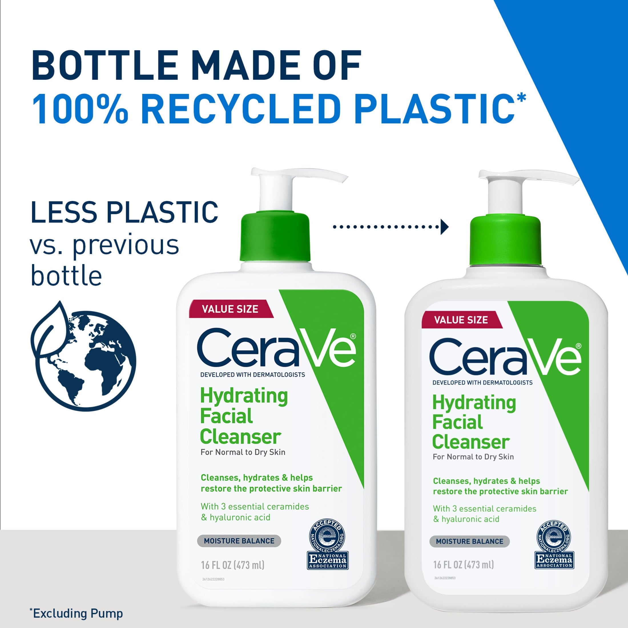 CeraVe Hydrating Facial Cleanser for Normal to Dry Skin, Daily Face Wash for Dryness, 16 fl oz.