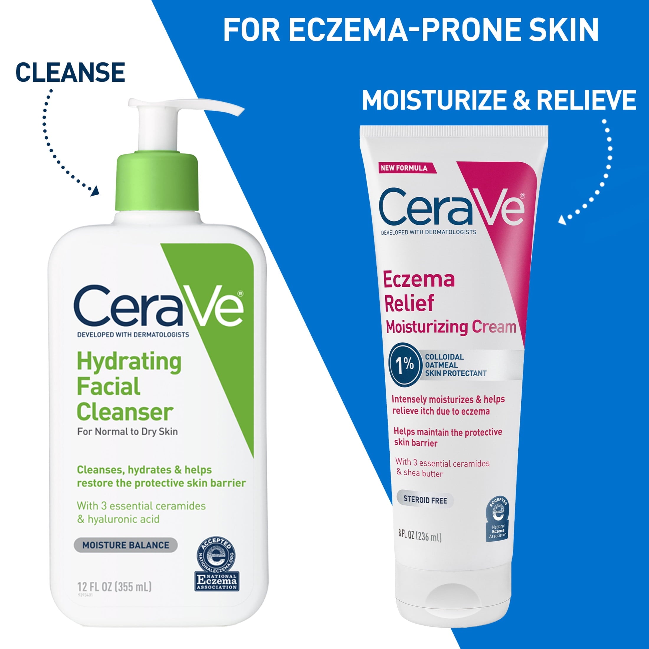 (3 pack) CeraVe Eczema Relief Moisturizing Cream 8 fl oz