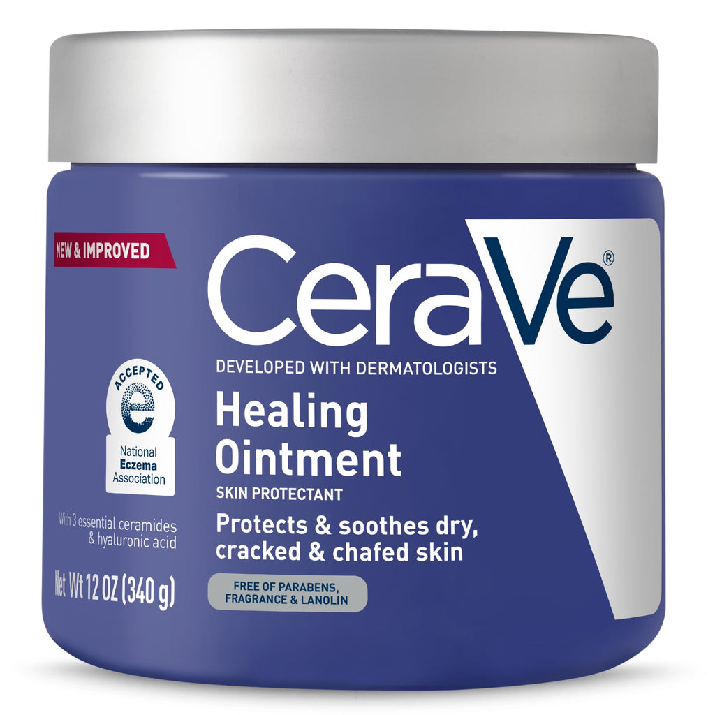(3 pack) CeraVe Healing Ointment for Face & Body, Protects and Soothes Dry, Cracked, & Chafed Skin 12 oz