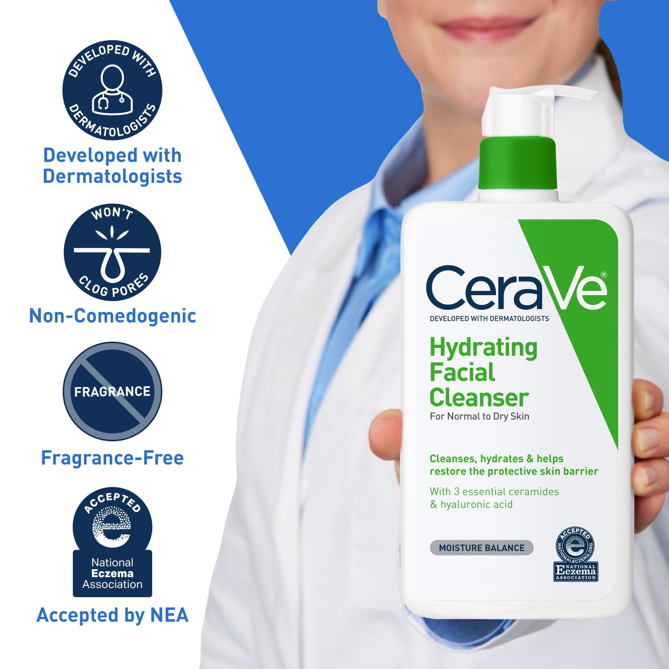 CeraVe Hydrating Facial Cleanser, Daily Face Wash for Normal to Dry Skin, 8 fl oz.