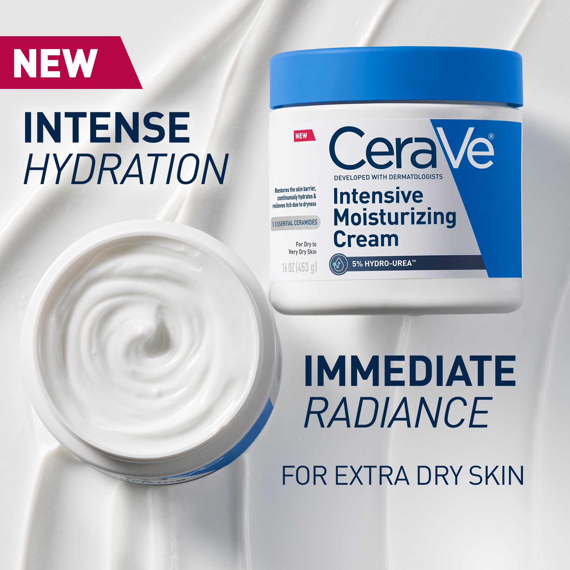 CeraVe Intensive Moisturizing Cream, Hydrating Body Moisturizer for Very Dry Skin, 16 oz