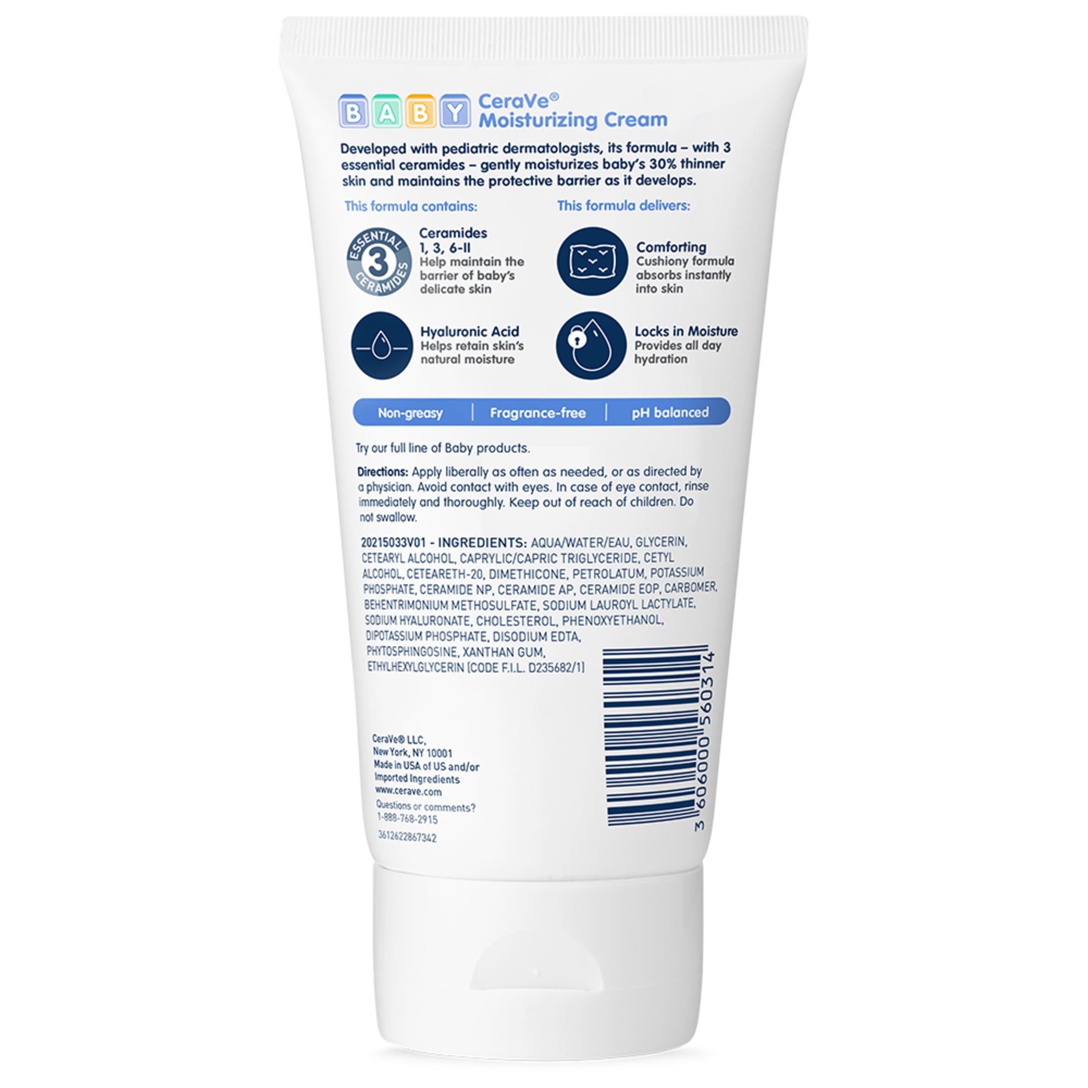 (3 pack) CeraVe Baby Moisturizing Cream 5 oz