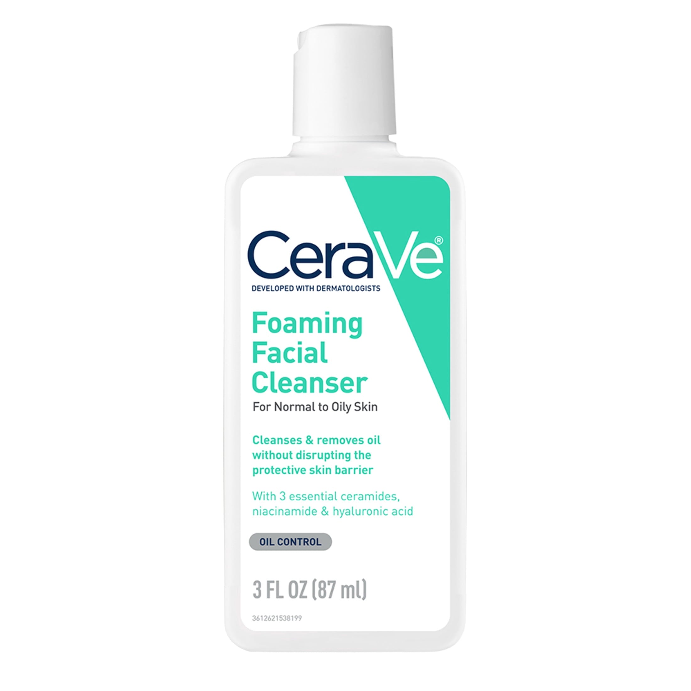 (3 pack) CeraVe Travel Size Foaming Facial Cleanser for Normal to Oily Skin, 3 fl oz