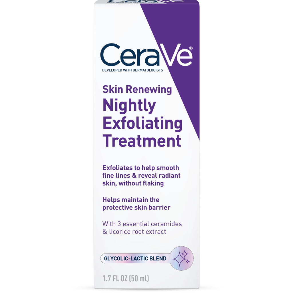 CeraVe Skin Renewing Nightly Exfoliating Treatment Anti-Aging Face Serum, 1.7 fl oz
