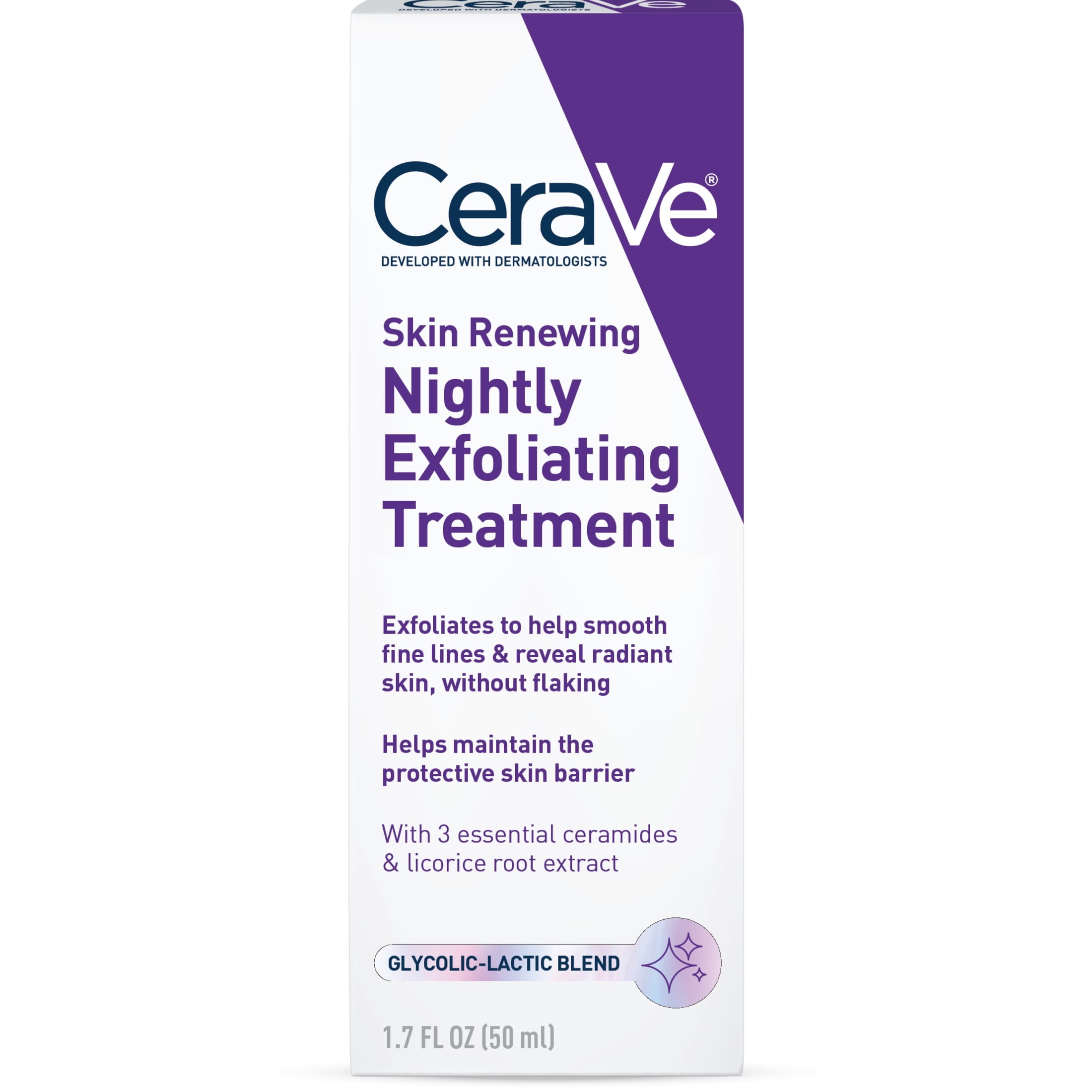 (2 pack) CeraVe Skin Renewing Nightly Exfoliating Treatment Anti-Aging Face Serum, 1.7 fl oz