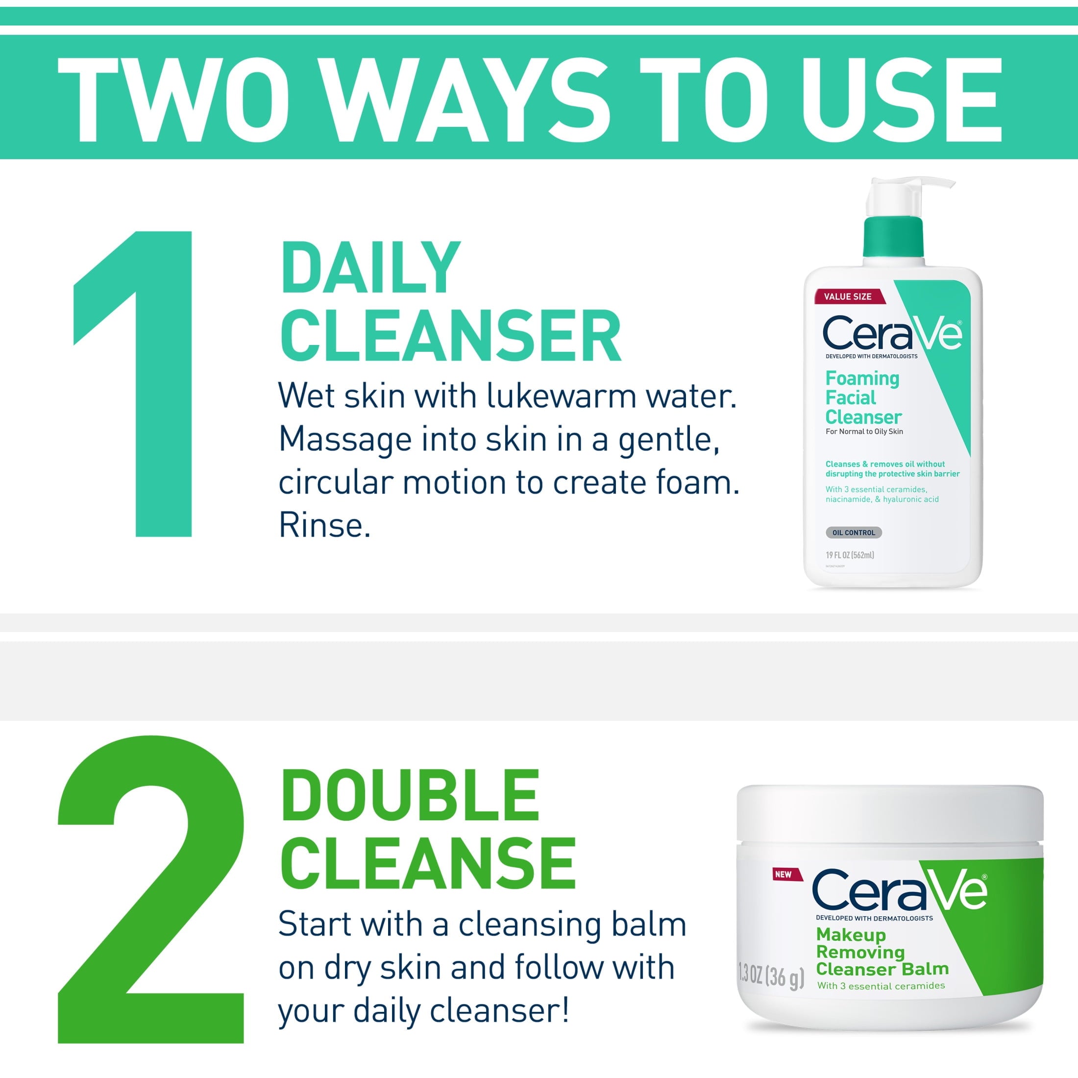 (3 pack) CeraVe Travel Size Foaming Facial Cleanser for Normal to Oily Skin, 3 fl oz